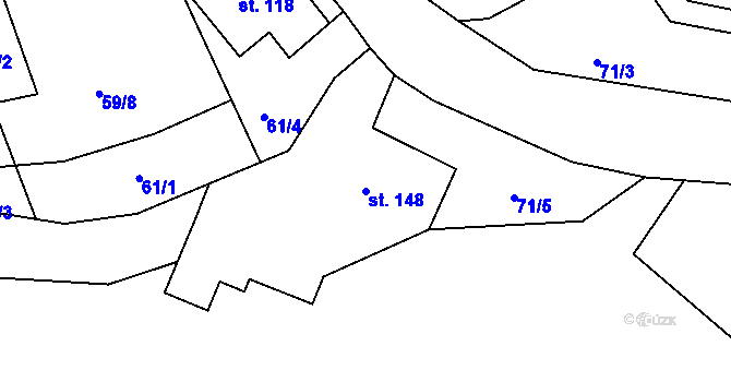 Parcela st. 148 v KÚ Chlístov u Železného Brodu, Katastrální mapa