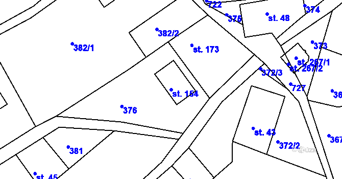 Parcela st. 154 v KÚ Chlístov u Železného Brodu, Katastrální mapa
