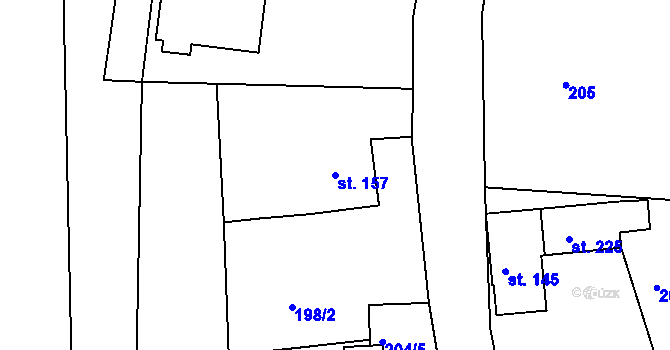 Parcela st. 157 v KÚ Chlístov u Železného Brodu, Katastrální mapa