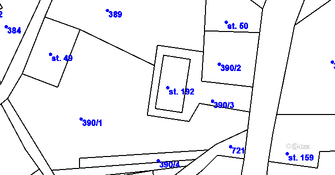 Parcela st. 192 v KÚ Chlístov u Železného Brodu, Katastrální mapa