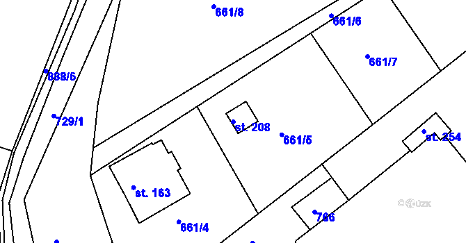 Parcela st. 208 v KÚ Chlístov u Železného Brodu, Katastrální mapa