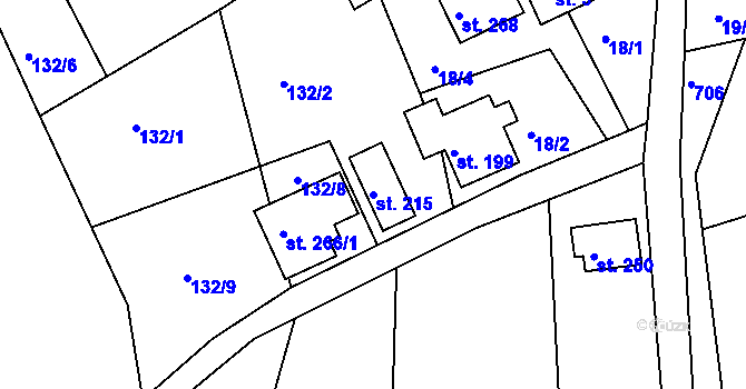Parcela st. 215 v KÚ Chlístov u Železného Brodu, Katastrální mapa