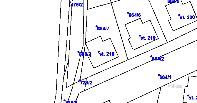 Parcela st. 218 v KÚ Chlístov u Železného Brodu, Katastrální mapa