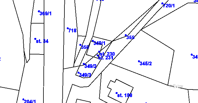 Parcela st. 230 v KÚ Chlístov u Železného Brodu, Katastrální mapa