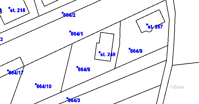 Parcela st. 249 v KÚ Chlístov u Železného Brodu, Katastrální mapa