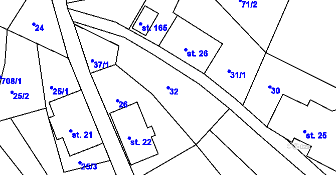 Parcela st. 32 v KÚ Chlístov u Železného Brodu, Katastrální mapa