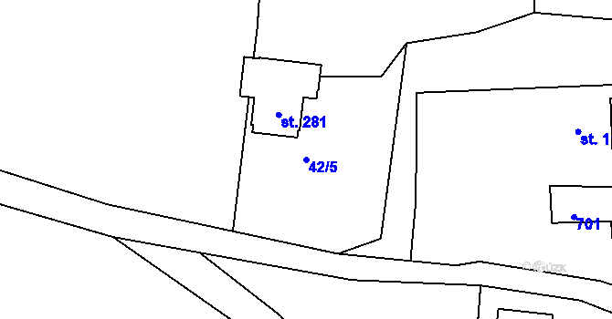 Parcela st. 42/5 v KÚ Chlístov u Železného Brodu, Katastrální mapa