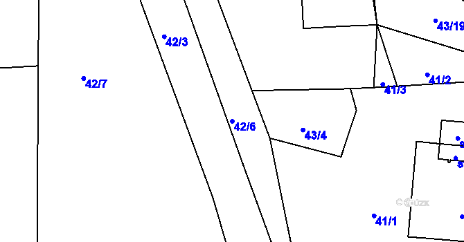 Parcela st. 42/6 v KÚ Chlístov u Železného Brodu, Katastrální mapa