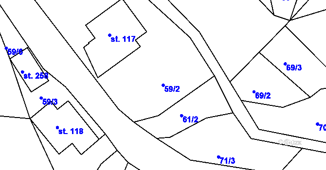 Parcela st. 59/2 v KÚ Chlístov u Železného Brodu, Katastrální mapa