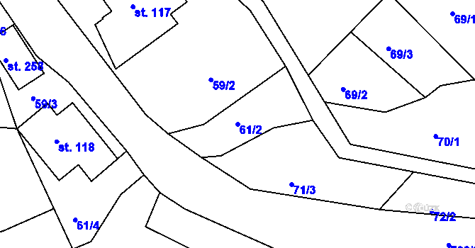 Parcela st. 61/2 v KÚ Chlístov u Železného Brodu, Katastrální mapa