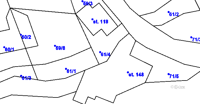 Parcela st. 61/4 v KÚ Chlístov u Železného Brodu, Katastrální mapa