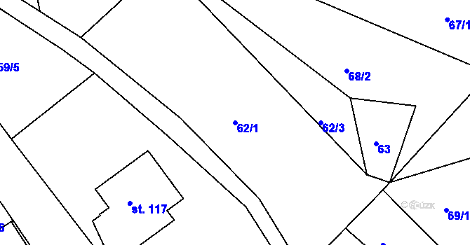 Parcela st. 62/1 v KÚ Chlístov u Železného Brodu, Katastrální mapa