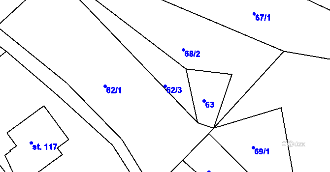 Parcela st. 62/3 v KÚ Chlístov u Železného Brodu, Katastrální mapa