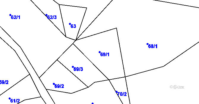 Parcela st. 69/1 v KÚ Chlístov u Železného Brodu, Katastrální mapa