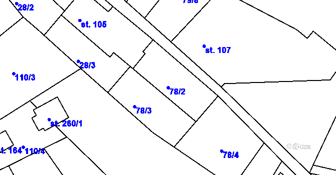 Parcela st. 78/2 v KÚ Chlístov u Železného Brodu, Katastrální mapa