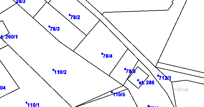 Parcela st. 78/4 v KÚ Chlístov u Železného Brodu, Katastrální mapa