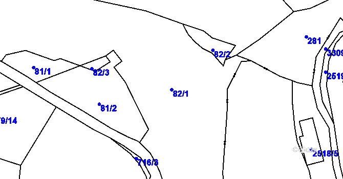 Parcela st. 82/1 v KÚ Chlístov u Železného Brodu, Katastrální mapa
