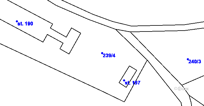 Parcela st. 239/4 v KÚ Chlístov u Železného Brodu, Katastrální mapa