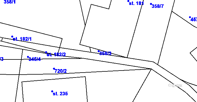 Parcela st. 358/3 v KÚ Chlístov u Železného Brodu, Katastrální mapa