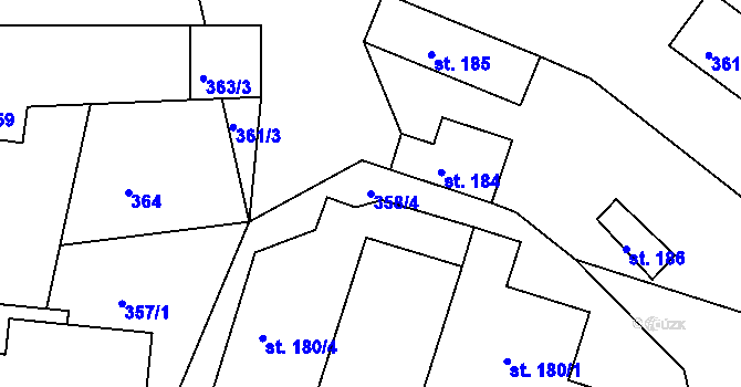 Parcela st. 358/4 v KÚ Chlístov u Železného Brodu, Katastrální mapa