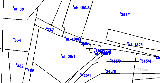 Parcela st. 358/5 v KÚ Chlístov u Železného Brodu, Katastrální mapa