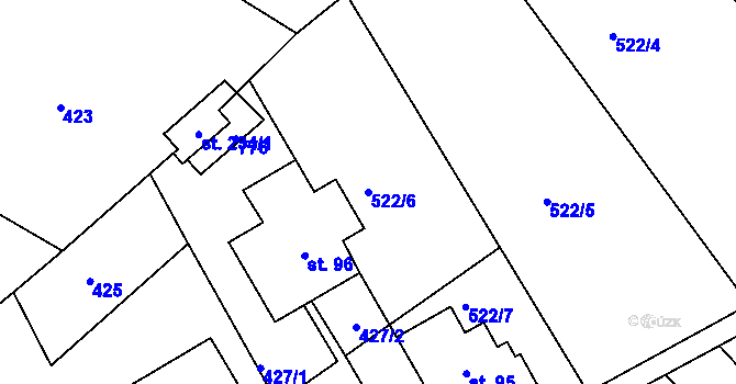 Parcela st. 522/6 v KÚ Chlístov u Železného Brodu, Katastrální mapa
