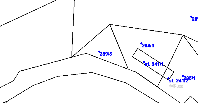 Parcela st. 289/5 v KÚ Chlístov u Železného Brodu, Katastrální mapa