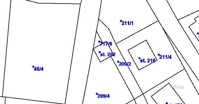 Parcela st. 252 v KÚ Chlístov u Železného Brodu, Katastrální mapa