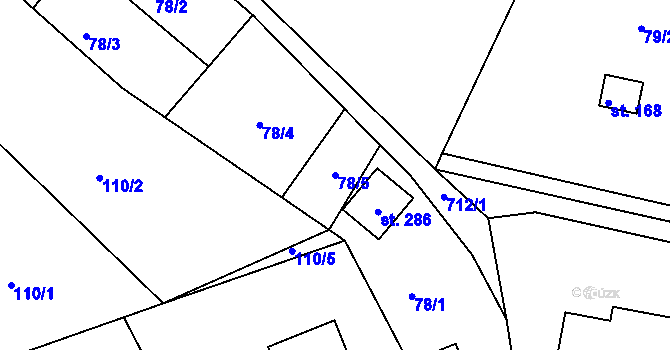 Parcela st. 78/5 v KÚ Chlístov u Železného Brodu, Katastrální mapa