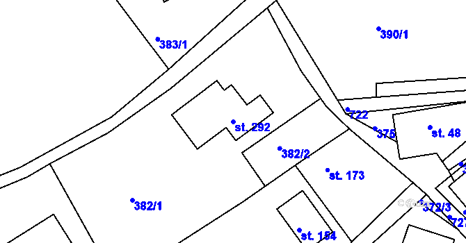 Parcela st. 292 v KÚ Chlístov u Železného Brodu, Katastrální mapa