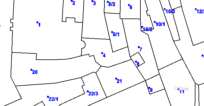 Parcela st. 4 v KÚ Železný Brod, Katastrální mapa