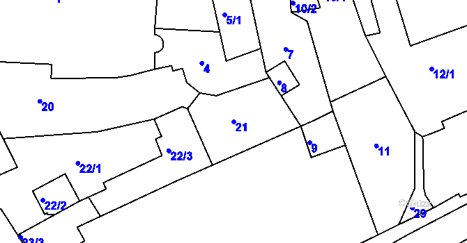 Parcela st. 21 v KÚ Železný Brod, Katastrální mapa
