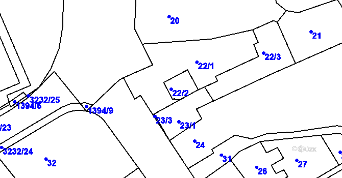 Parcela st. 22/2 v KÚ Železný Brod, Katastrální mapa