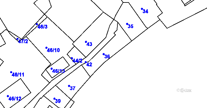 Parcela st. 36 v KÚ Železný Brod, Katastrální mapa