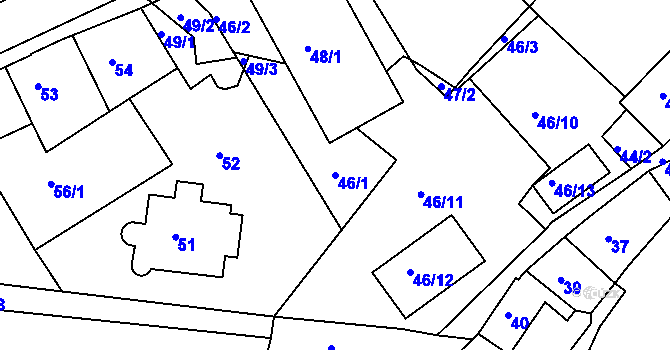 Parcela st. 46/1 v KÚ Železný Brod, Katastrální mapa