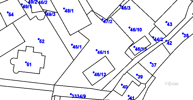 Parcela st. 46/11 v KÚ Železný Brod, Katastrální mapa