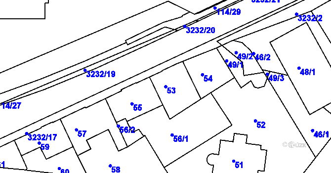 Parcela st. 53 v KÚ Železný Brod, Katastrální mapa