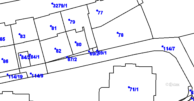 Parcela st. 69/1 v KÚ Železný Brod, Katastrální mapa