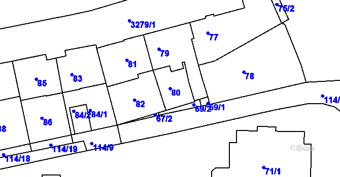 Parcela st. 80 v KÚ Železný Brod, Katastrální mapa