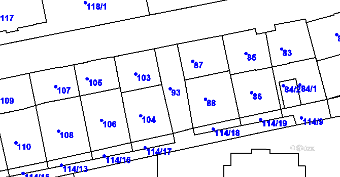 Parcela st. 93 v KÚ Železný Brod, Katastrální mapa