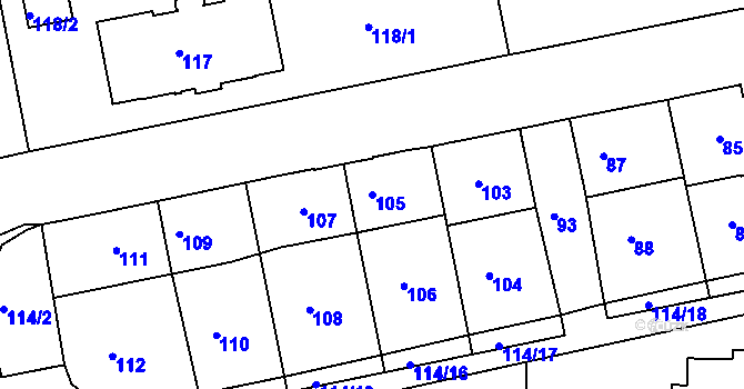 Parcela st. 105 v KÚ Železný Brod, Katastrální mapa