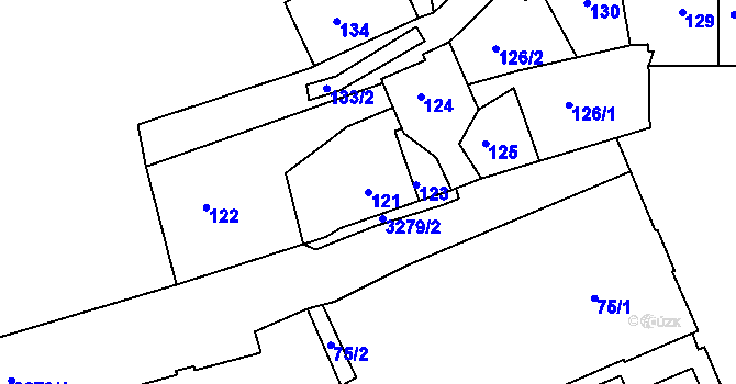 Parcela st. 121 v KÚ Železný Brod, Katastrální mapa