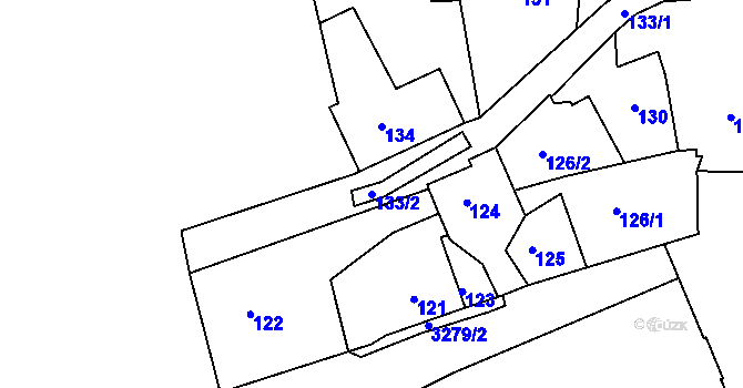 Parcela st. 133/2 v KÚ Železný Brod, Katastrální mapa