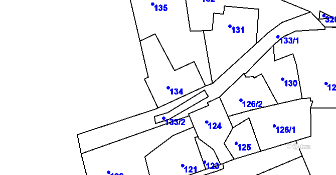 Parcela st. 134 v KÚ Železný Brod, Katastrální mapa