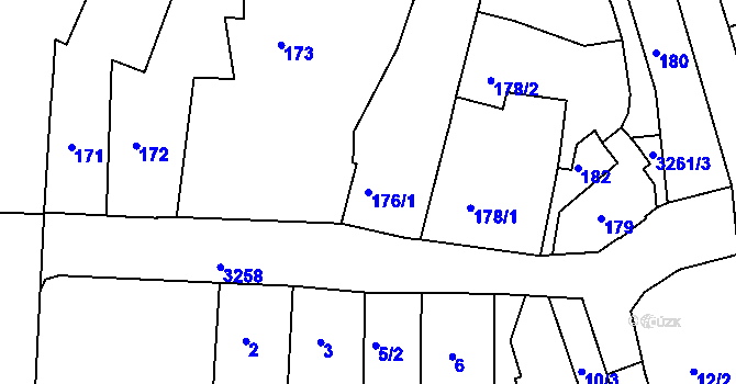 Parcela st. 176/1 v KÚ Železný Brod, Katastrální mapa