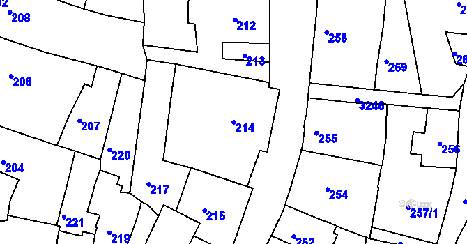 Parcela st. 214 v KÚ Železný Brod, Katastrální mapa