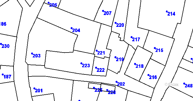 Parcela st. 221 v KÚ Železný Brod, Katastrální mapa