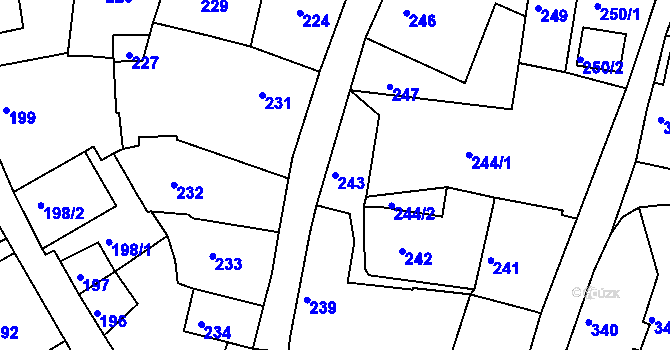 Parcela st. 243 v KÚ Železný Brod, Katastrální mapa