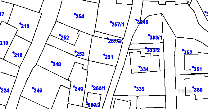 Parcela st. 251 v KÚ Železný Brod, Katastrální mapa