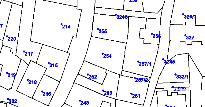 Parcela st. 254 v KÚ Železný Brod, Katastrální mapa